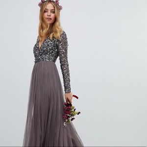Maya Long Sleeved Sequin Gown